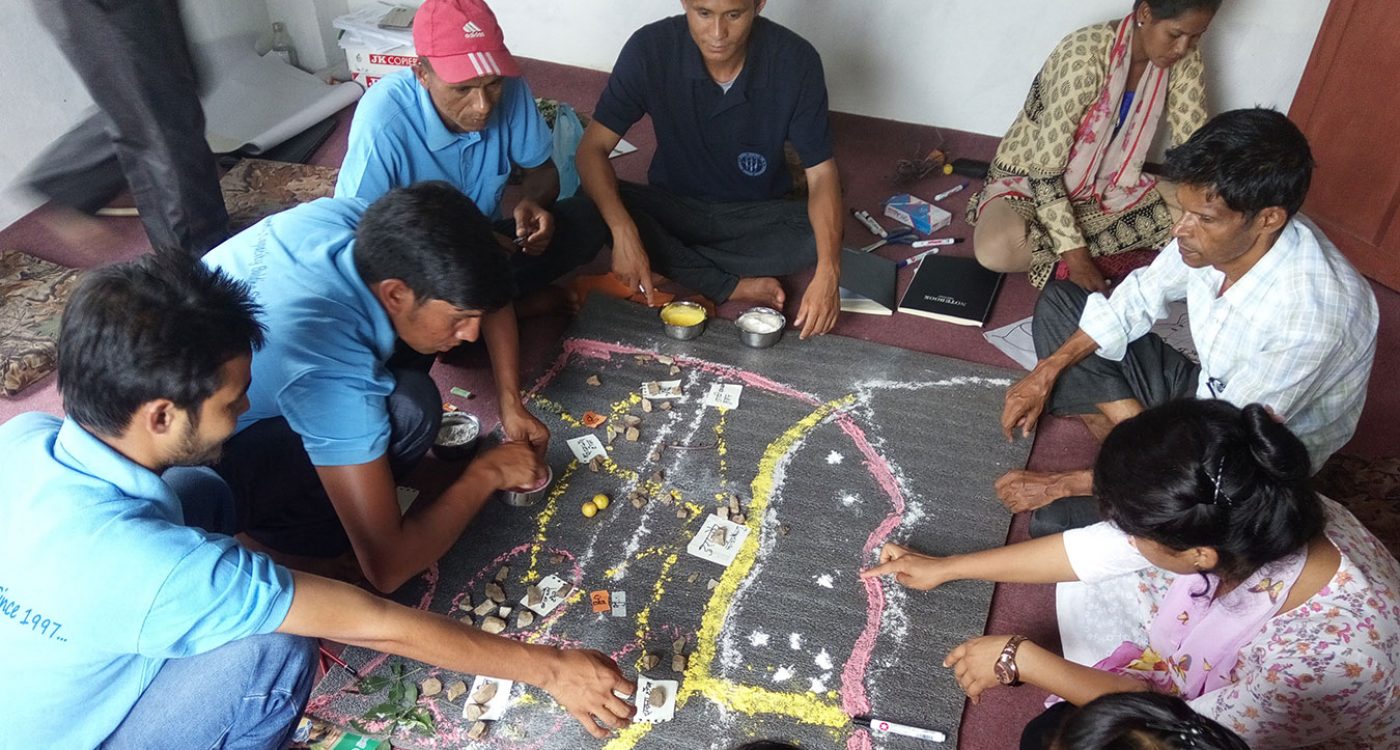 Participants practising resource mapping during Basic Community Development Training by SS